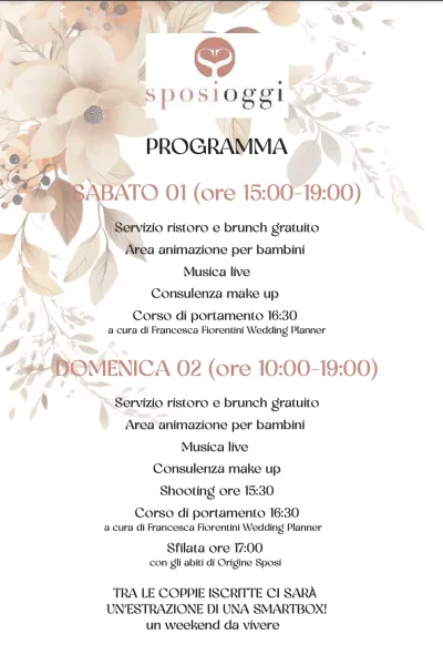 Programma fiera Sposi Oggi Villa Zaccaria